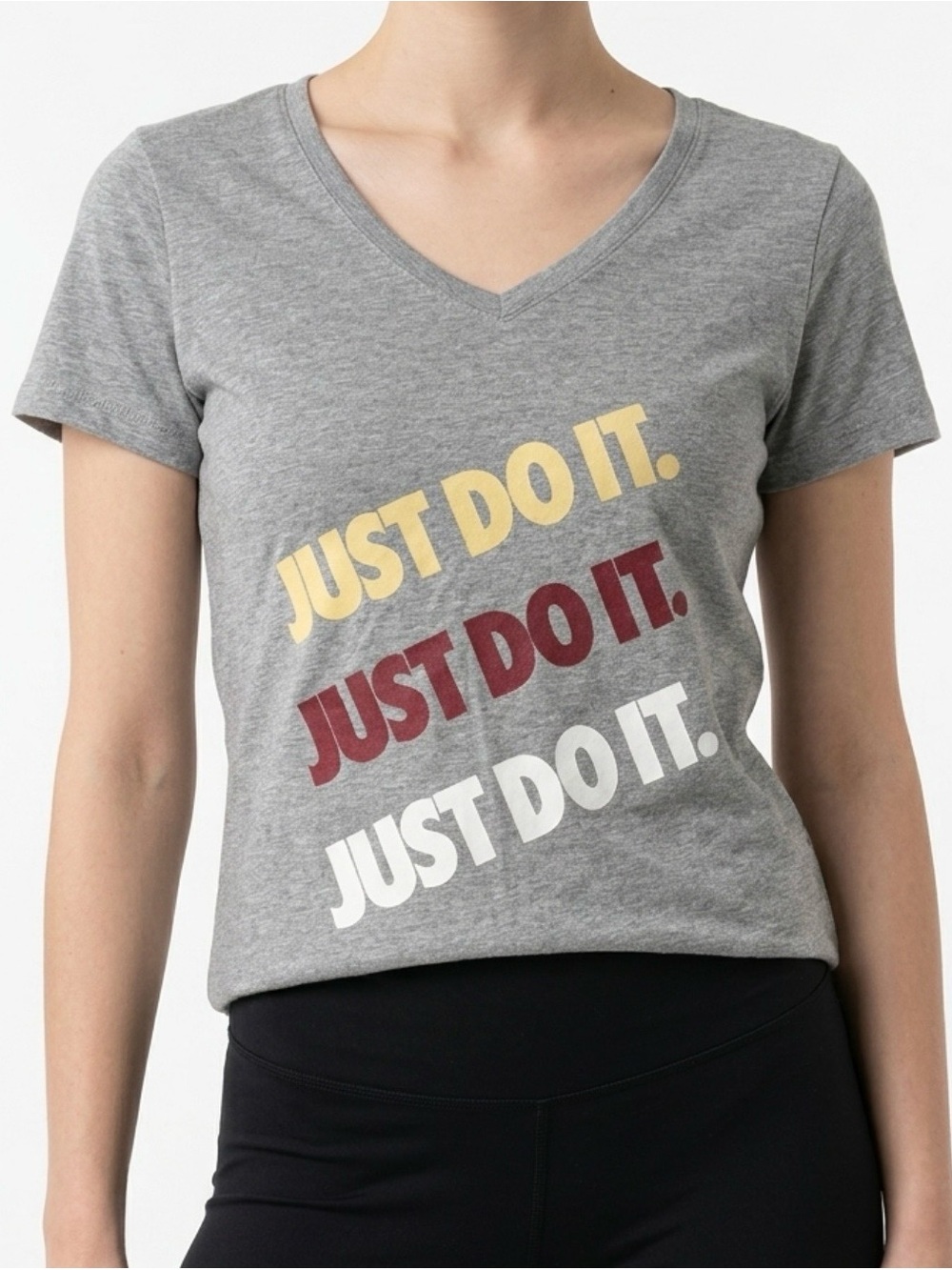Nike Women’s Gray V-Neck 'Just Do It' Graphic Tee
